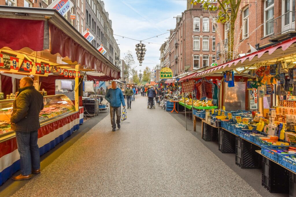 Market stalls along the Albert Cuyp Market in De Pijp